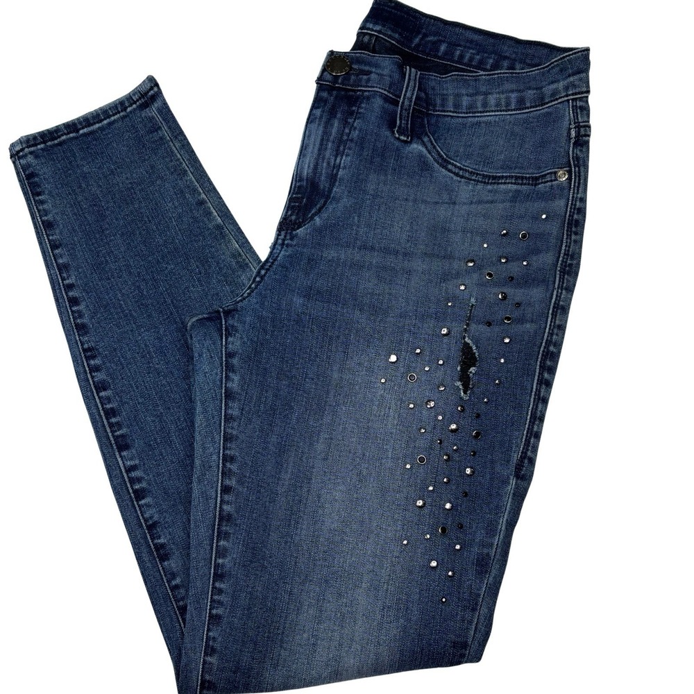 Rock & Republic Women's Skinny Jeans 30x28 Dark Wash Studded Embellished Denimβ
